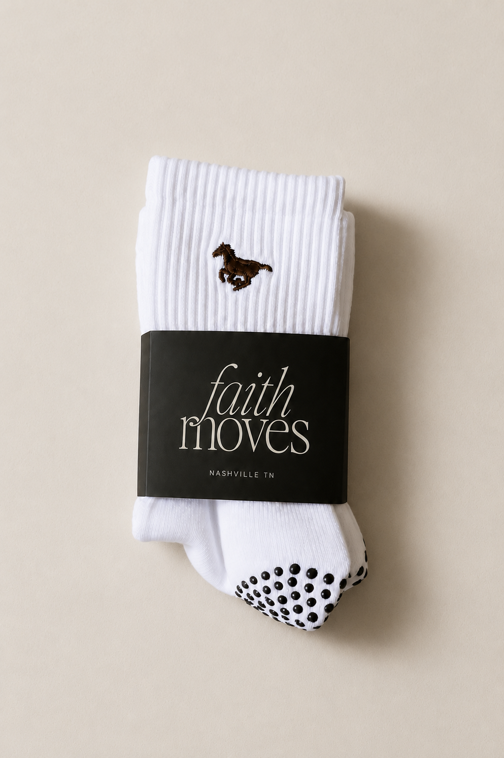 Western Horse Midi Crew Grip Socks