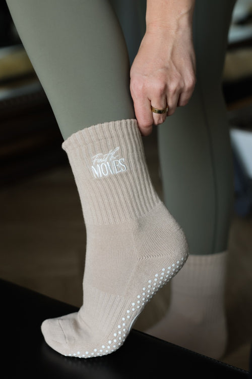 Faith Moves Signature Tan Grip Socks
