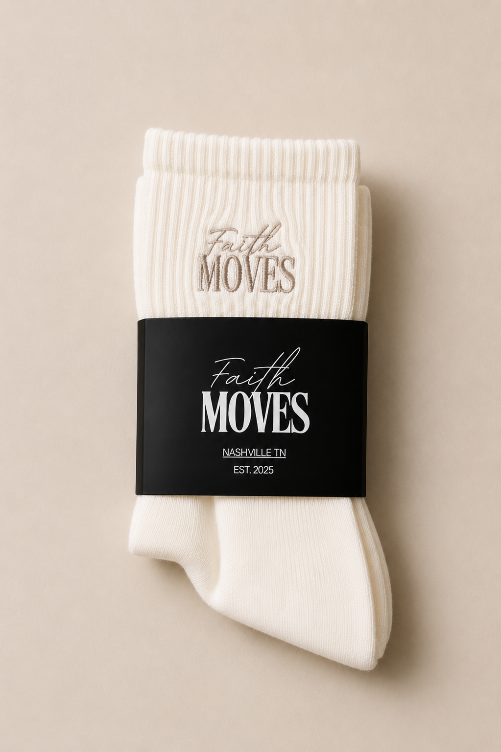 Faith Moves Signature Cream Grip Socks